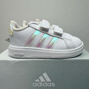 Adidas Kids White and Iridescent Sneakers